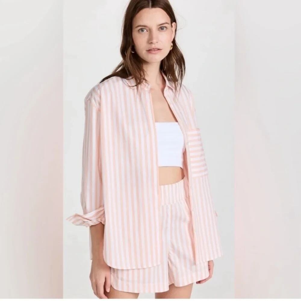 AYR *IN White Light Peach* The Deep End Shirt Stripe Medium